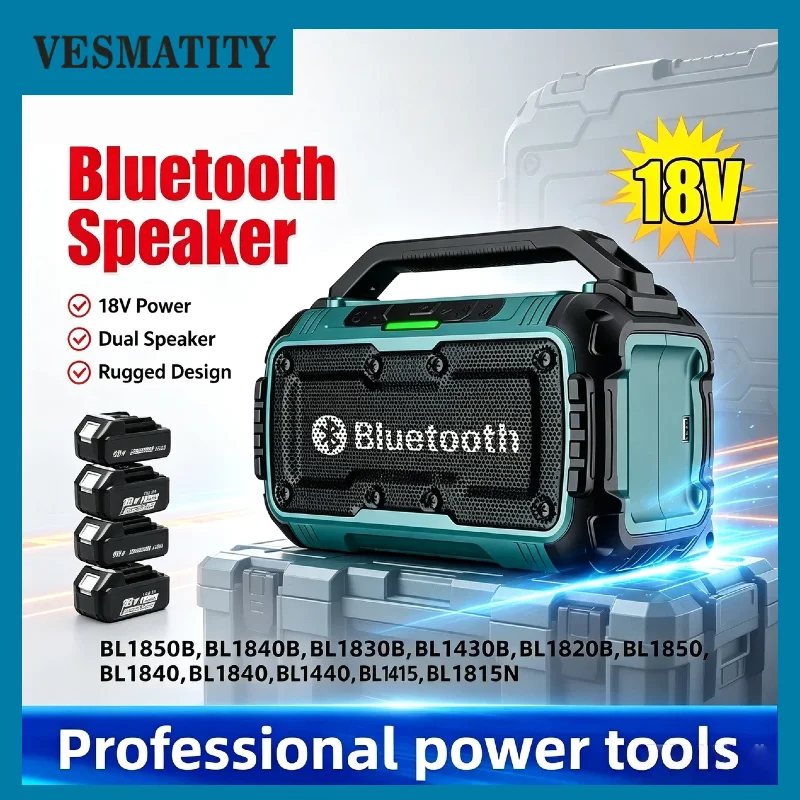 vesmatity-wireless-bluetooth-speaker-usb-type-c-waterproof-stereo-surround-loudspeaker-for-makita-battery-pro-core-unit