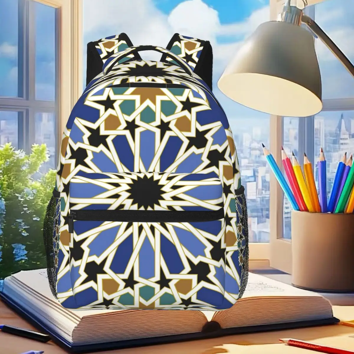 Arabic Tile I Backpack Student Boys Girls BookBag Children School Bag Laptop Shoulder Bags for Men Women
