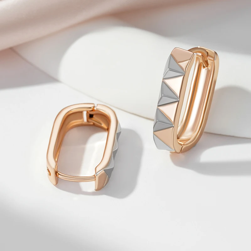 SYOUJYO Square-Shaped Earrings For Women 585 Rose Gold Color Simple Stylish Daily Wear Jewelry