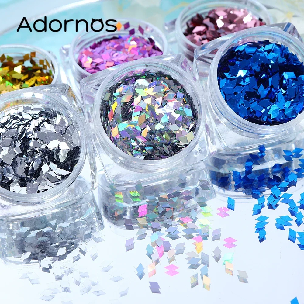 6 Stück holo graphische Glitzer Rhombus Pailletten Nagel Charms Zubehör funkelnde Diamant form Design Flocken DIY Nail Art Dekorationen