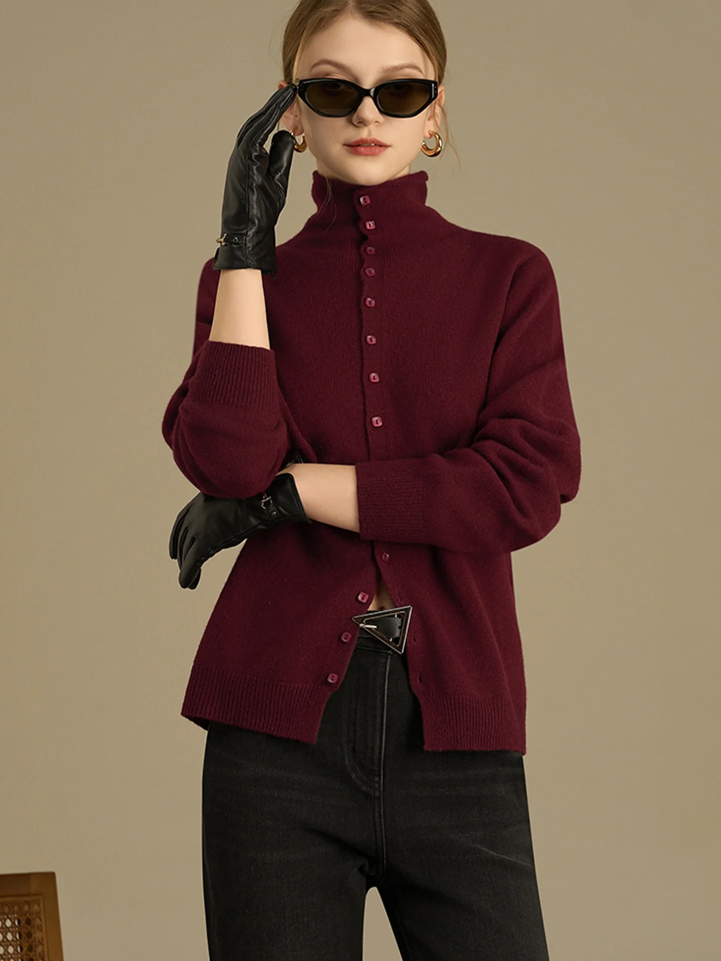 

Winter Casual Knitted Open Cardigan Korean Sle Red Sweater Jaet Retro Long Sve Women's Top Commute Faion Straight Cut