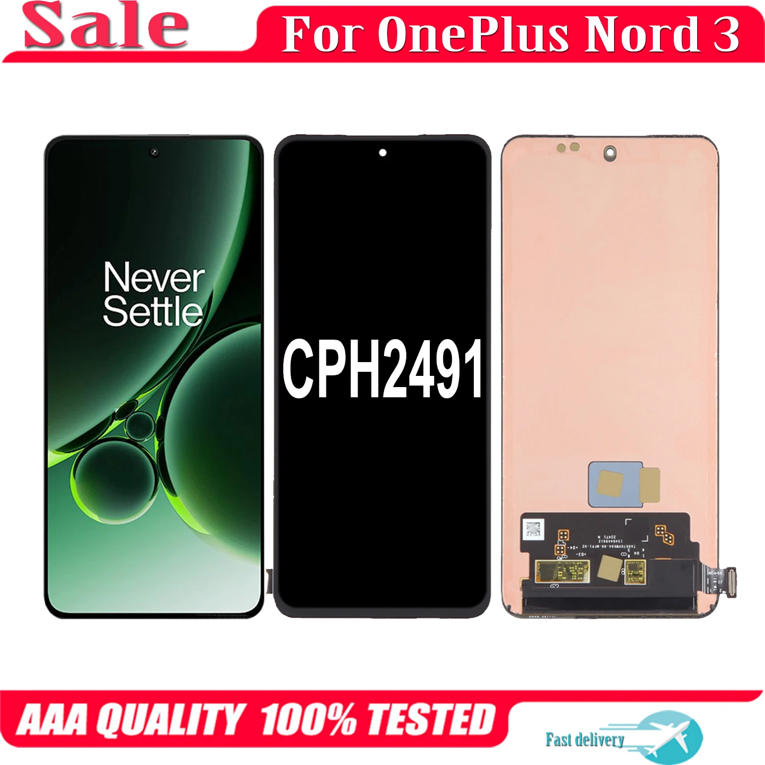 AMOLED For OnePlus Nord 3 Nord3 CPH2491 LCD Display Touch Screen Replacement Digitizer Assembly