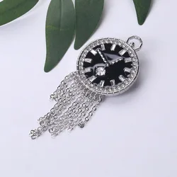 Elegant Rhinestone Tassel Watch Brooches For Women Men Exquisite Drip Oil Clock Brooch Lapel Pins Party Office Jewelry Gifts