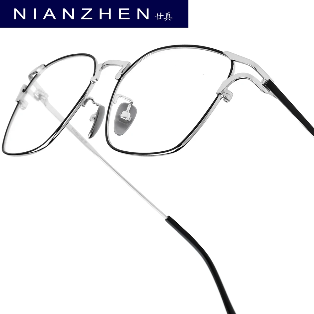 NIANZHEN Titanium Alloy Eyeglasses Frame Men Square Brand Design Glasses Women Ultralight-Weight Retro Eyewear Spectacles Y0038