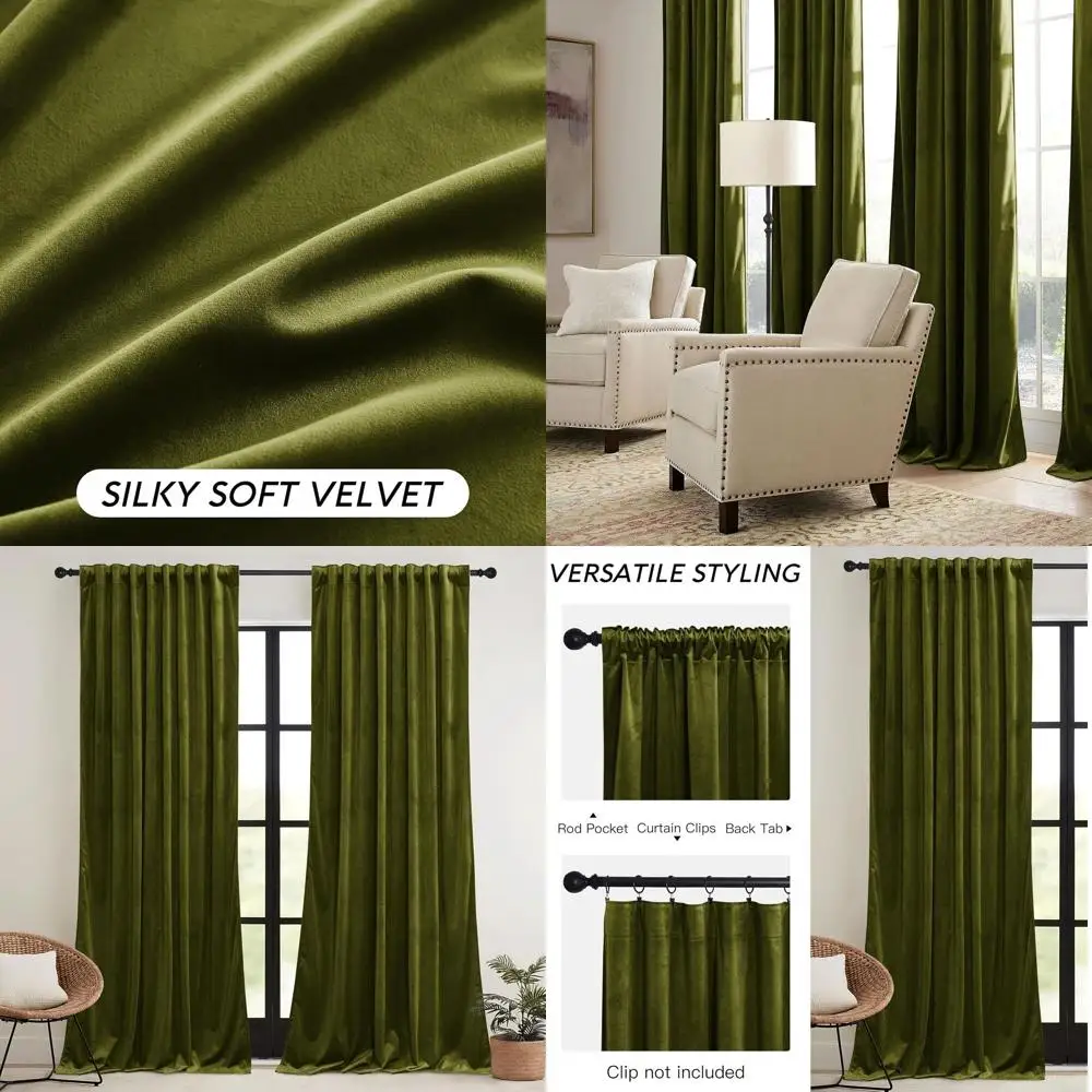 

Роскошные мягкие бархатные шторы, длина 90 дюймов, для патио и окон, весна-лето, 52 дюйма (Ш) x 90 дюймов (Д), комплект из 2 панелей