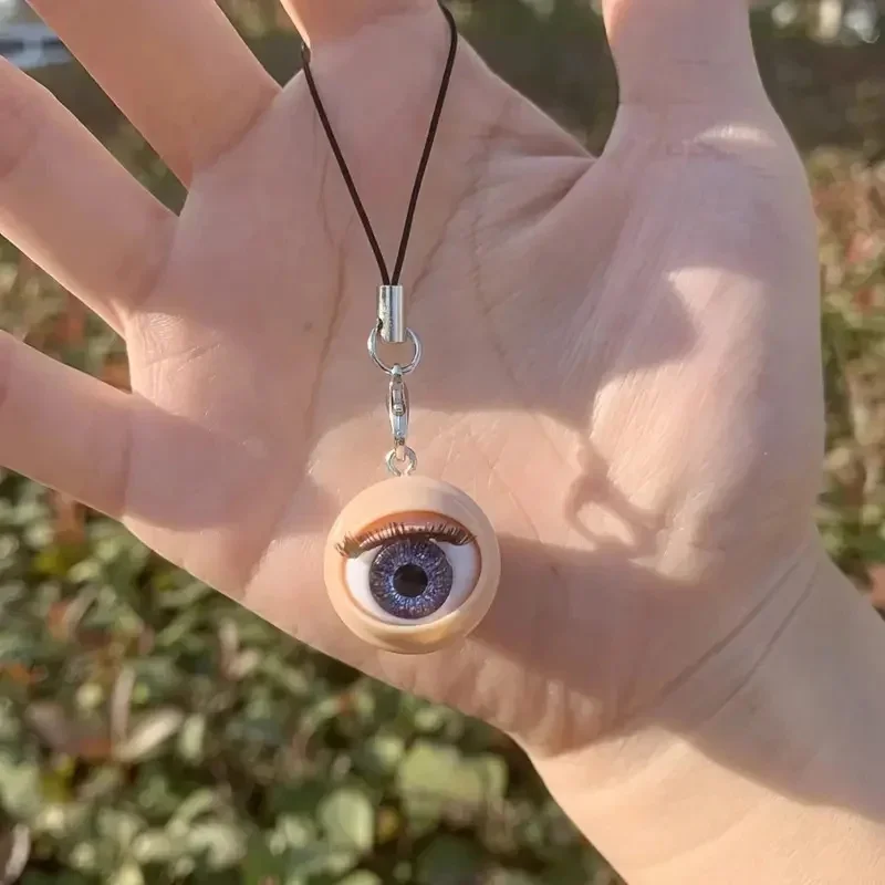 Awful Creepy Doll Eyeball Phone Charm keychain Mobile Phone Chain with Awful Blinking Action Weirdos Funny Phone Accessories