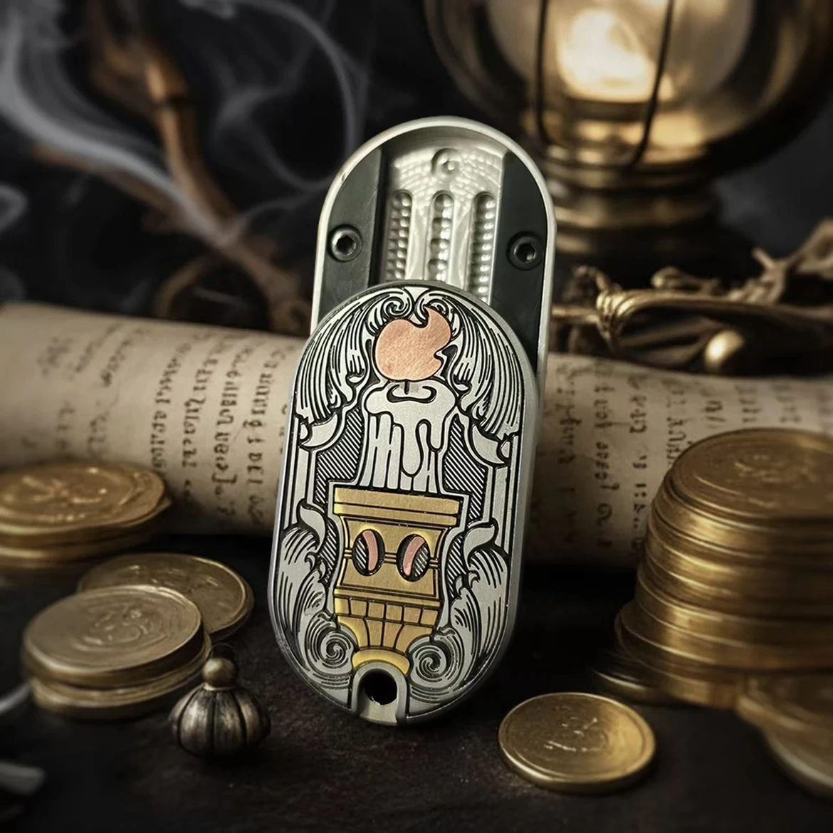 Fidget ritmo háptico slider spinner edc brinquedos de aço inoxidável sensorial alívio do estresse foco tdah