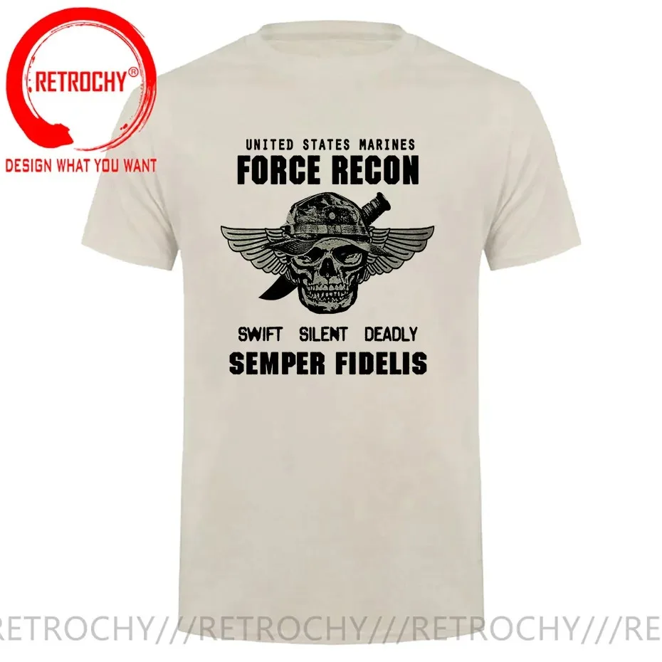 USMC T-shirt US Marines Semper Fidelis Devil Dog Military Force Recon Tshirt Men Cotton Tees Streetwear Harajuku tshirt camiseta