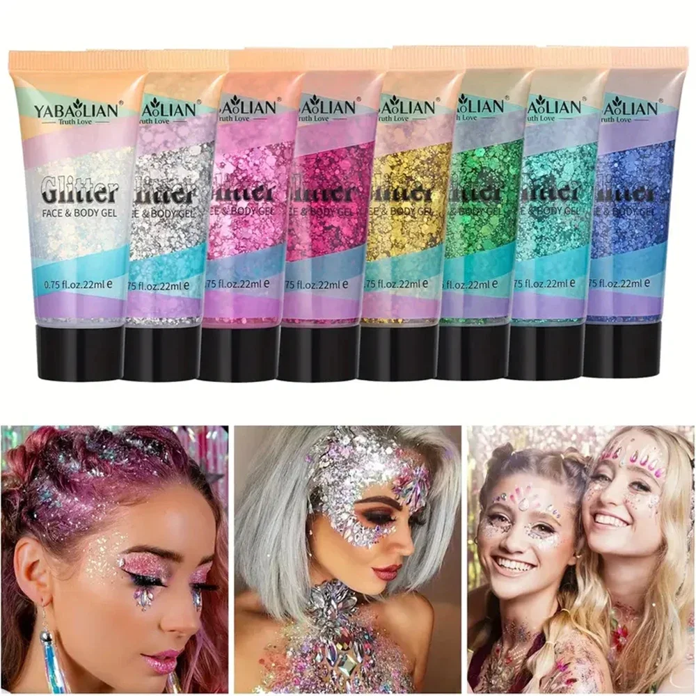 Colorful Mermaid Sequin Body Glitter Gel Long-Lasting Shine for Carnival, Parties, Festival and Stage Performance Great for Girl