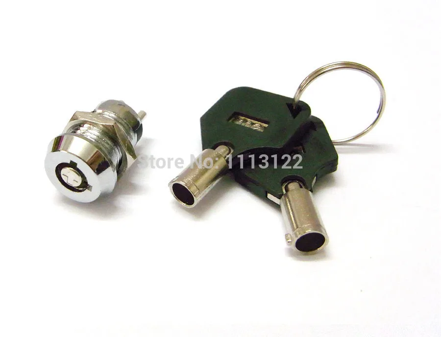 Mini Tubular Key Switch Lock Key Number 102 Switch Lock ON/OFF with Two Terminals 2/1 Key Pulls 1 Pc