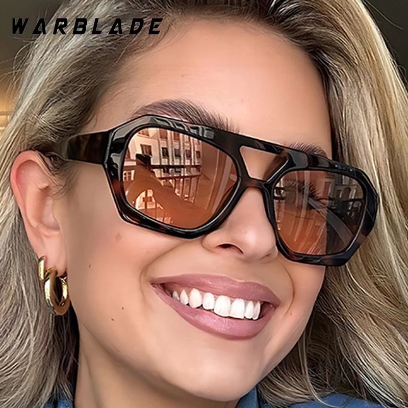 

New Fashion Pilot Punk Double Bridge Women's Sunglasses Luxury Personality Design Men Sunglass Outdoor Driving Eyeglasses UV400