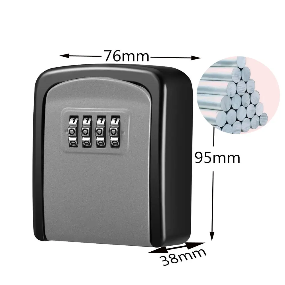 Security Key Box Outdoor Wall Mounted Combination Lock Box Storage Metal Plastic Alloy