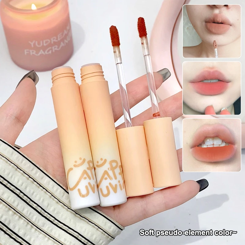 Matte Cappuvini Pumpkin Apricot Lip Mud Velvet Cream Texture Lipstick Overlay Base Color Rose Orange Gloss Tint Cosmetic