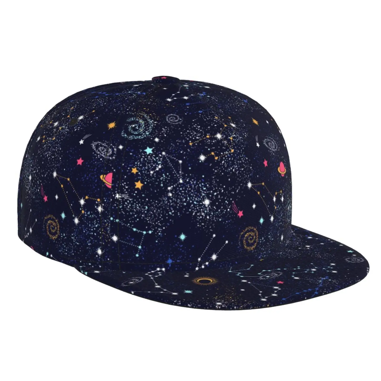 Space Planet Printed Flat Brimmed Hat Street Skateboarding Hip Hop Hat Outdoor Leisure Sunshade Baseball Hat Universal