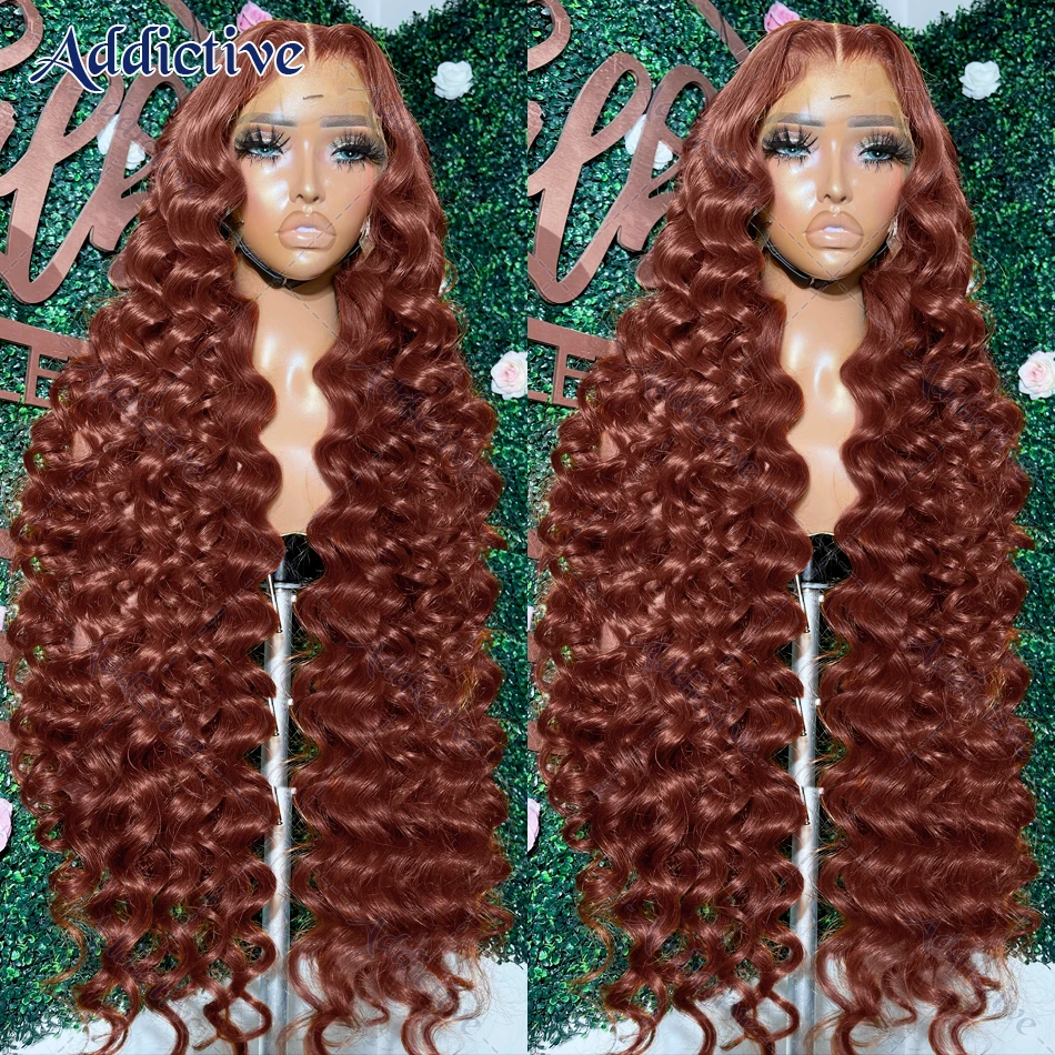 Reddish Brown Loose Wave Human Hair Wig Curly Wigs Colored 13x6 HD Transparent Lace Front Wig Brazilian 13x4 Lace Frontal Wigs