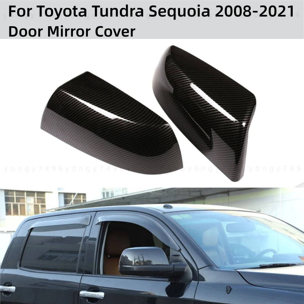 

YOYO Car ABS Carbon Rearview Accessories Plated Trim For Toyota Tundra Sequoia 2008 2009 2010 2011-2021 Door Mirror Cover Trim