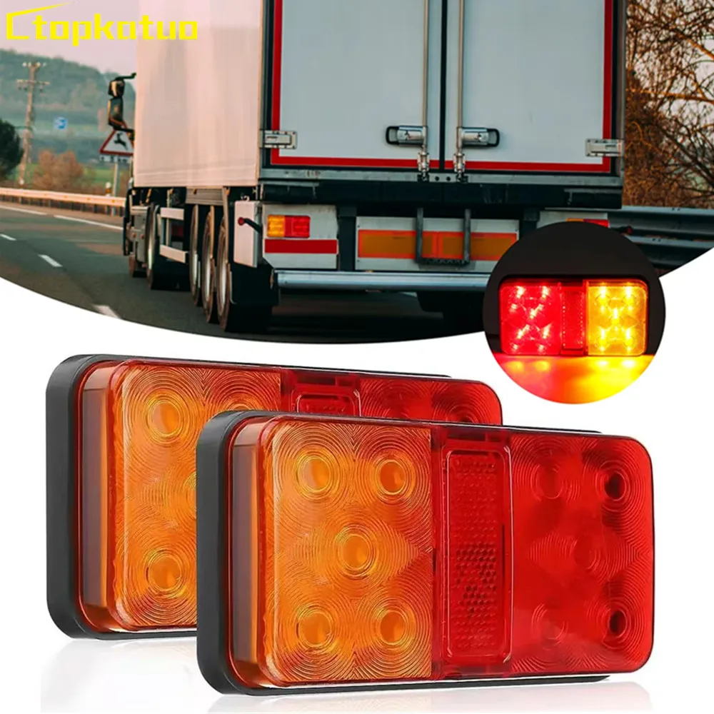 

2PCS 10LED Tail Light Car Reverse Stop Brake Lamp for Trailer Pickup Lorry Turn Signal Rear Taillight Truck Indicator Light 12V