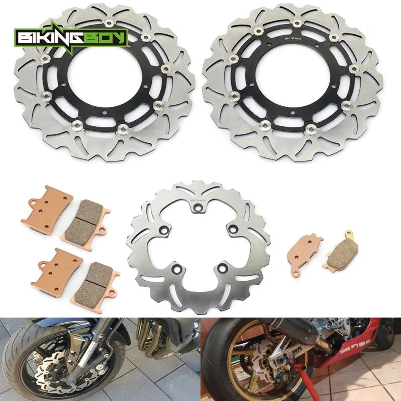 BIKINGBOY For Yamaha FZ1 Fazer 1000 N S 06 07 08 09 10 11 12 13 14 15 Front Rear Brake Discs Rotors Disks + Pads 320mm 245mm Set