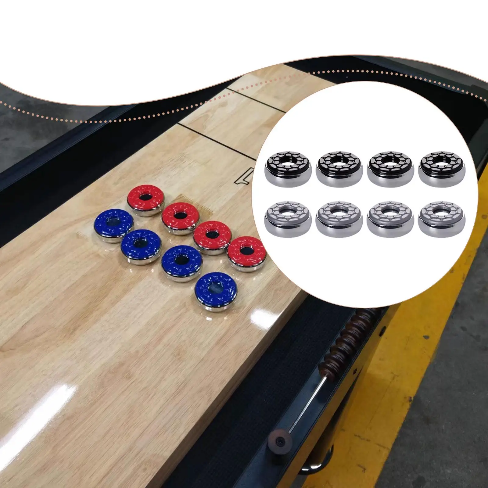 

8Pcs Indoor Shuffleboard Pucks Professional Smooth Glide with Beveled Design Weighted Discs for Table Shuffleboard Games