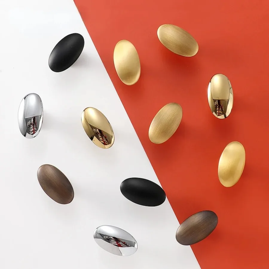 Oval Shape Solid Brass Furniture Knobs Entry Knobs And Handles For Vintage Drawers More Choices Of Color Cabinet Pulls