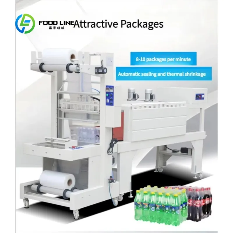 Semi Automatic Bottles Sleeve Wrapper Beer Can Mineral Water Bottle PE Film Sleeve Sealing Shrink Wrapping Packing Machine