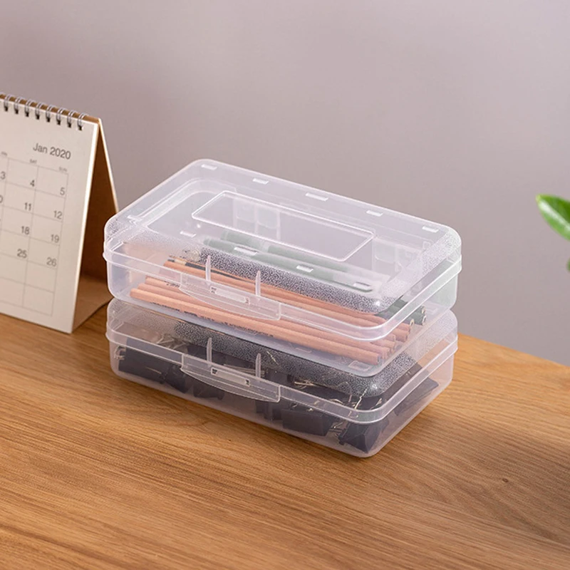 Transparent Pencil Box Hard Plastic Pencil Case Crayon Pen Box Sketch Pencil Case Stacking Office Supplies Organizer Box