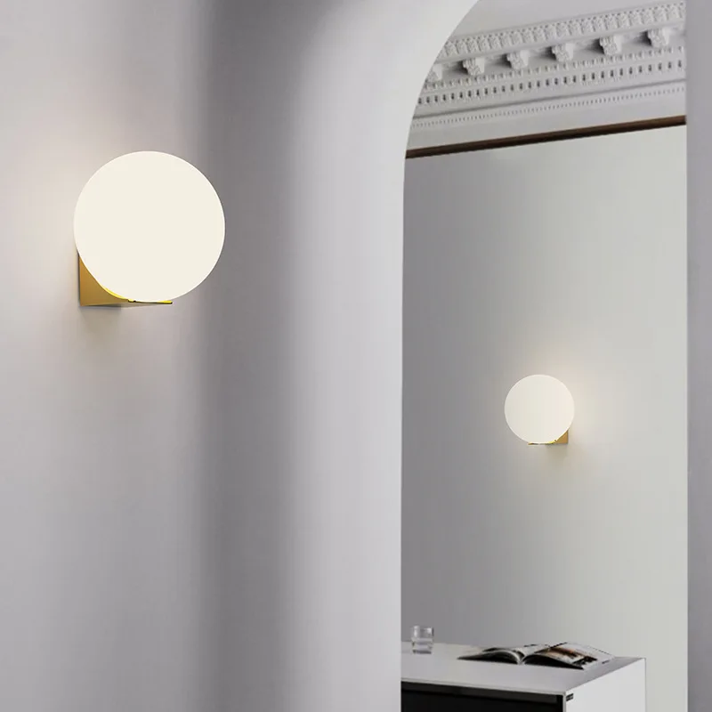Modern Glass Ball Wall Lamps LED Bedroom Bedside Light Minimalist Nordic Home Decor Corridor Aisle Living Room Ball Wall Lights