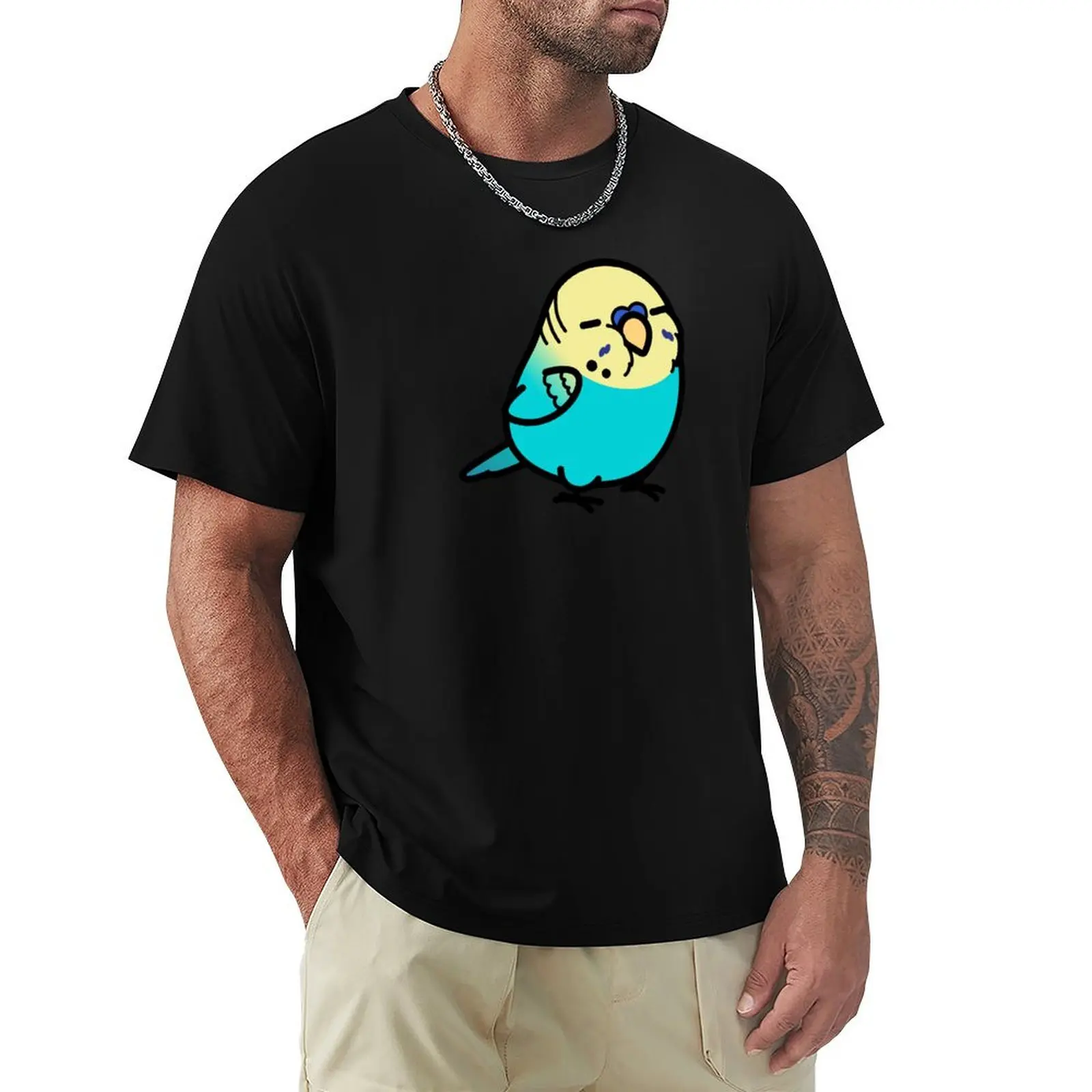 Chubby Sky Blue Yellow-headed English Budgie - Male T-Shirt boys animal print sweat blacks sports fans T-shirts for men cotton