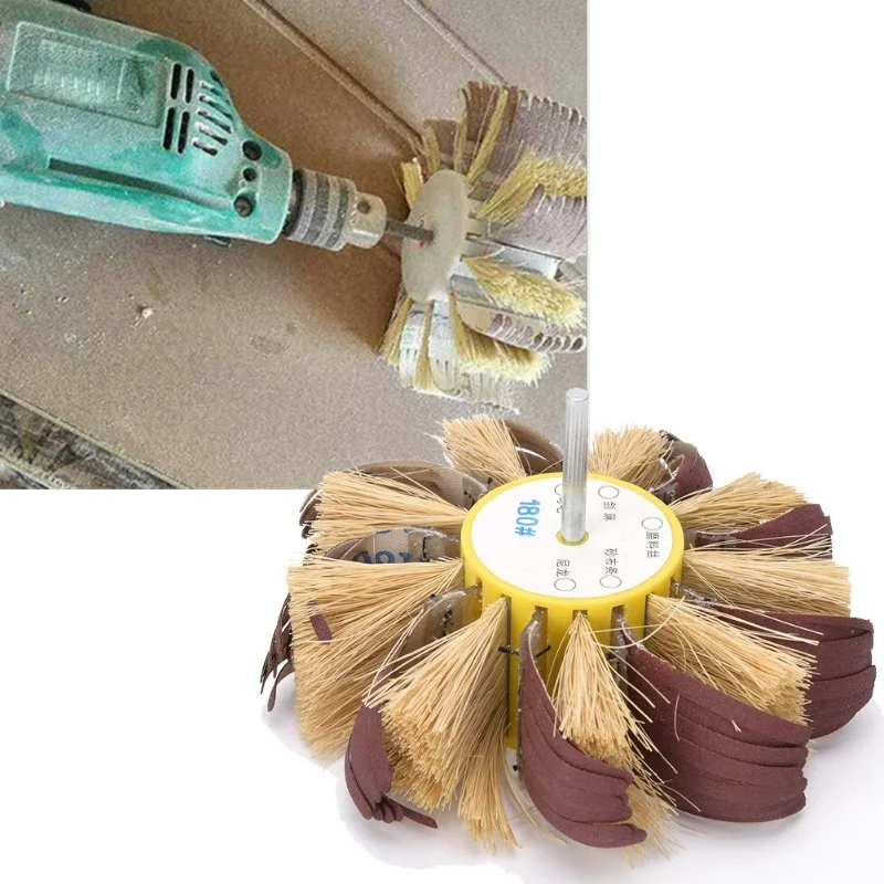 Sisal Buffing Wheel Manual Electric Drill Sisal Emery Cloth Polishing Wheel 6mm Shaft Mounted180#
