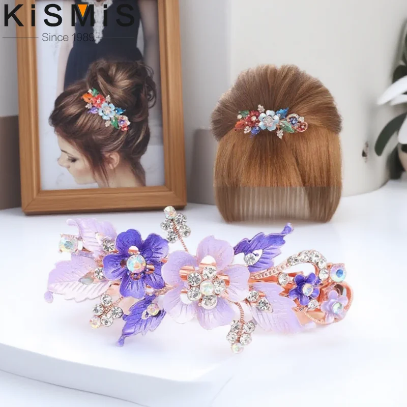 

Cute Women Hair Clip Resin Crystal Flower Barrettes Hairpin Headwear Accessories for Fashionable Hairstyles