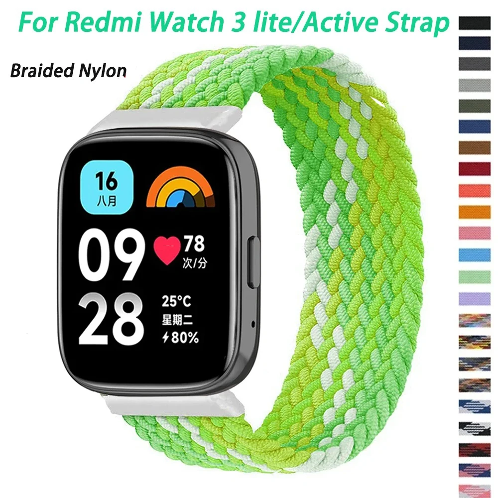 Braided Solo Loop Strap For Redmi Watch 3 lite Nylon Band For Xiaomi Watch3 Active Wristband Elastic Weave Bracelet Correa Belt