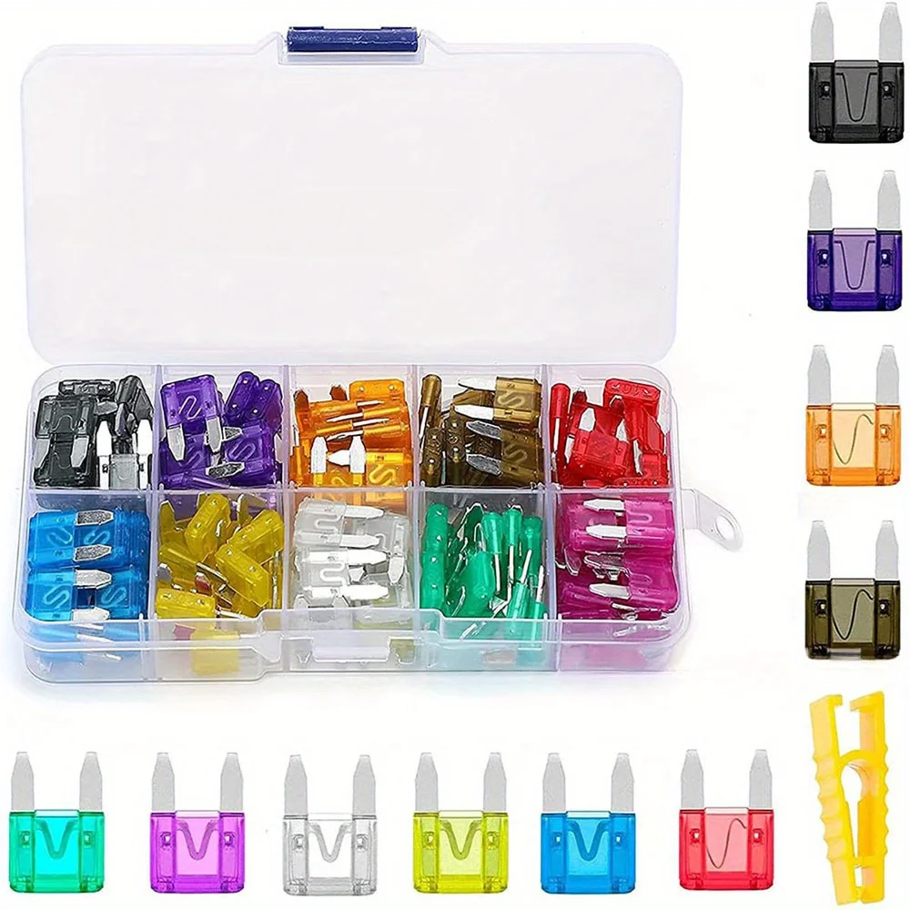 120Pcs Boxed Small Auto Insert Fuse Aluminum/Zinc Auto Fuse 2A-35A Kit - Compact Nylon and Aluminum Auto Safety Fuses