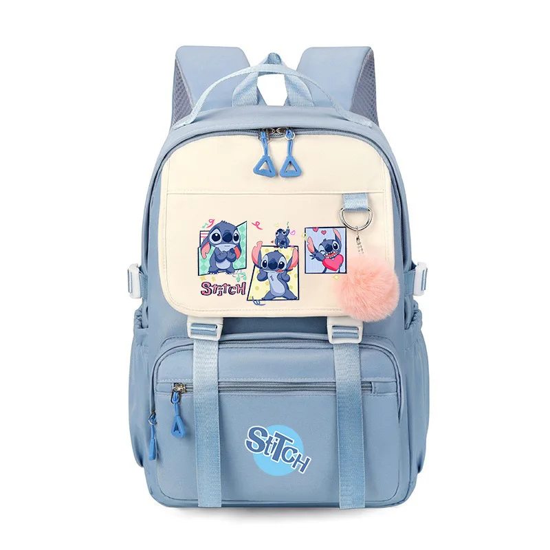 

Cute Stitch Backpack Animation Peripherals Male and Female School Bags Kawaii Large Capacity Girly Heart Backpack Blue