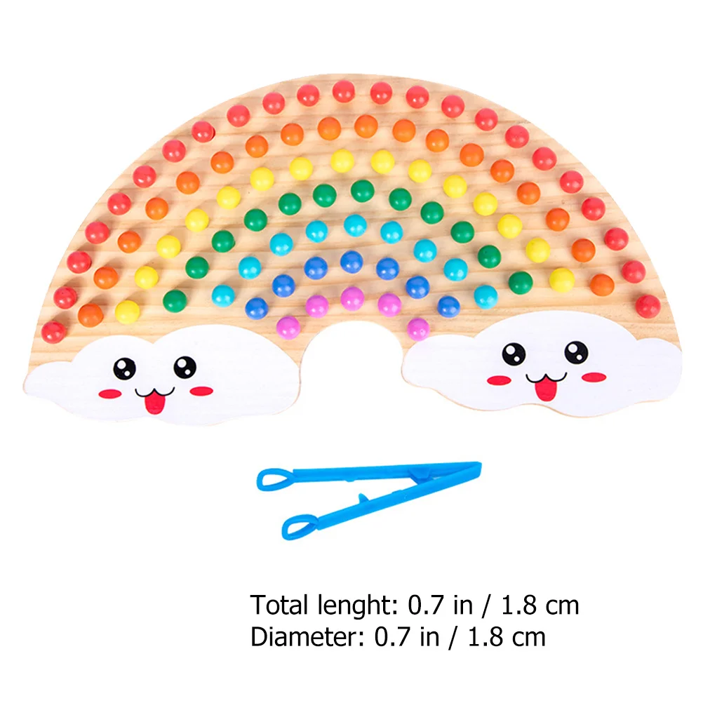 Juego de recorte de cuentas para niños, rompecabezas de tablero de madera de arcoíris, reconocimiento de Color, desarrollo de inteligencia, juguete de entrenamiento, 1 Juego