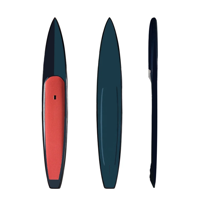 Factory OEM SUP Stand up Paddle Boat Water Sports Competition Race Surfboard Carbon Fiber 14' Red EPS Hard Surf Foil Board