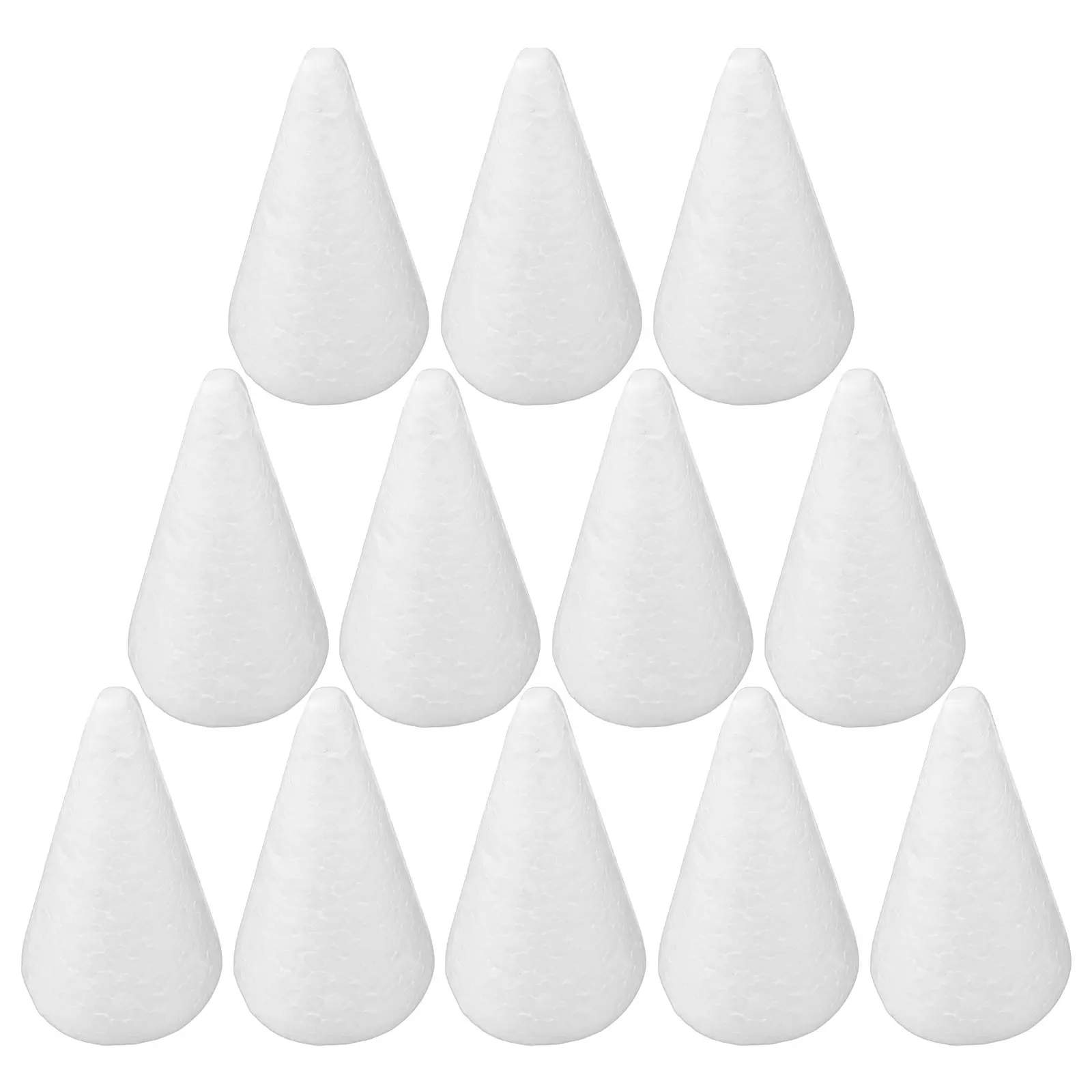

12Pcs White Foam Craft Cones Solid DIY Project Decoration Christmas Winter Ornament Preschool Kindergarten Craft