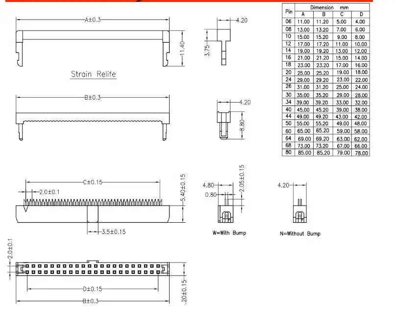 5~10 Stück FC-Crimpzange 2,0 mm Rastermaß 2*3P/4P/5P/6P/7P/8P/10P-25P Dreiteiliger IDC-Stecker – Detail 1