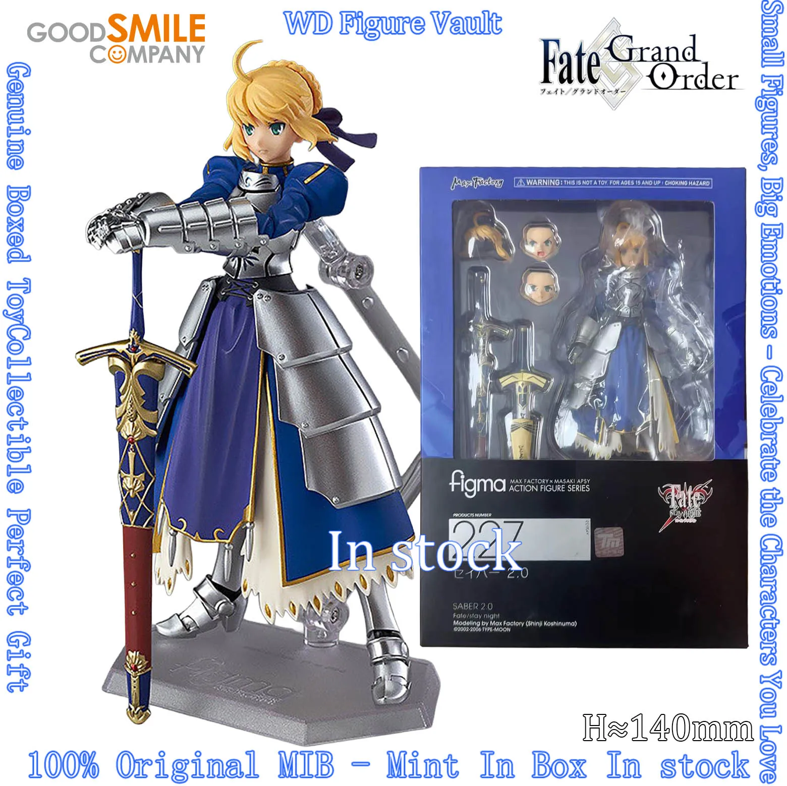 En stock GSC Max Factory Fate/stay night figma Saber 2.0 figma227 Figuras d