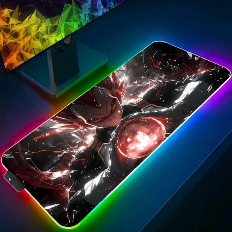 LED 마우스 패드 드래곤볼 컴퓨터 노트북 애니메이션 키보드 RGB 마우스 매트 애니메이션 게임 마우스패드 키보드 게이머 백라이트 데스크 매트