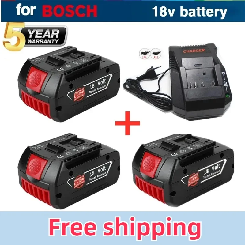 

18V Battery 10.0Ah For Bosch Electric Drill 18 V Rechargeable Li-ion Batteryies BAT609 BAT609G BAT618 BAT618G BAT614 + 1 Charger