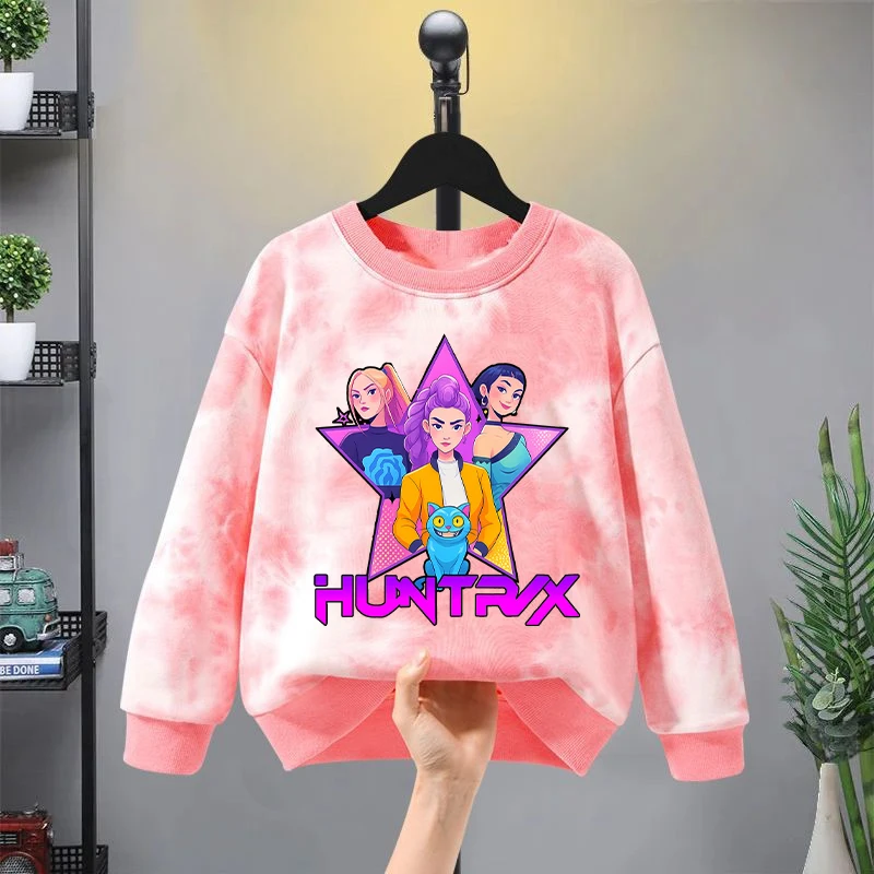 K-Pop Demon Hunters Süßes Rundhals-Sweatshirt für Mädchen Anime Cartoon Niedlicher Hoodie Kinder Herbst Mode Sport Sweatshirts