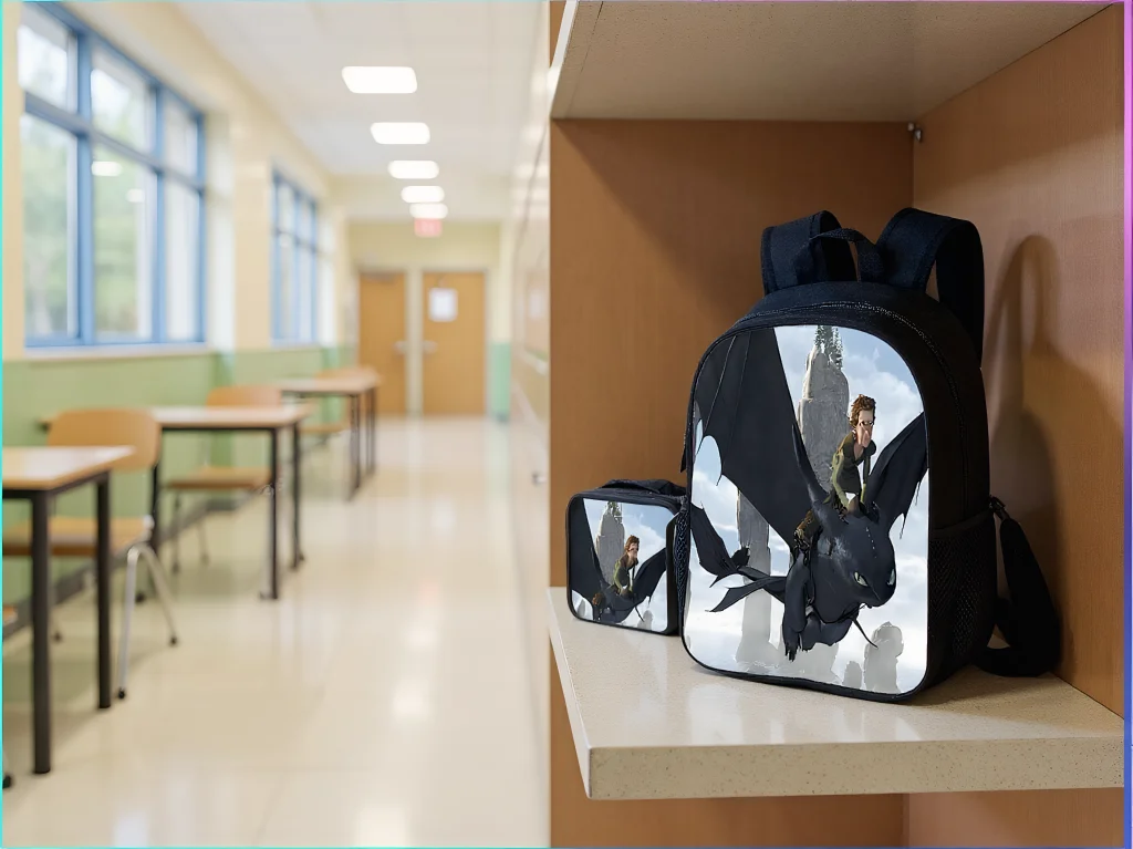 

How To Train Your Dragon Fashion Boy Backpack with Trendy Shoulder Bag 2 in 1 Daypack Set for Elementary Kid