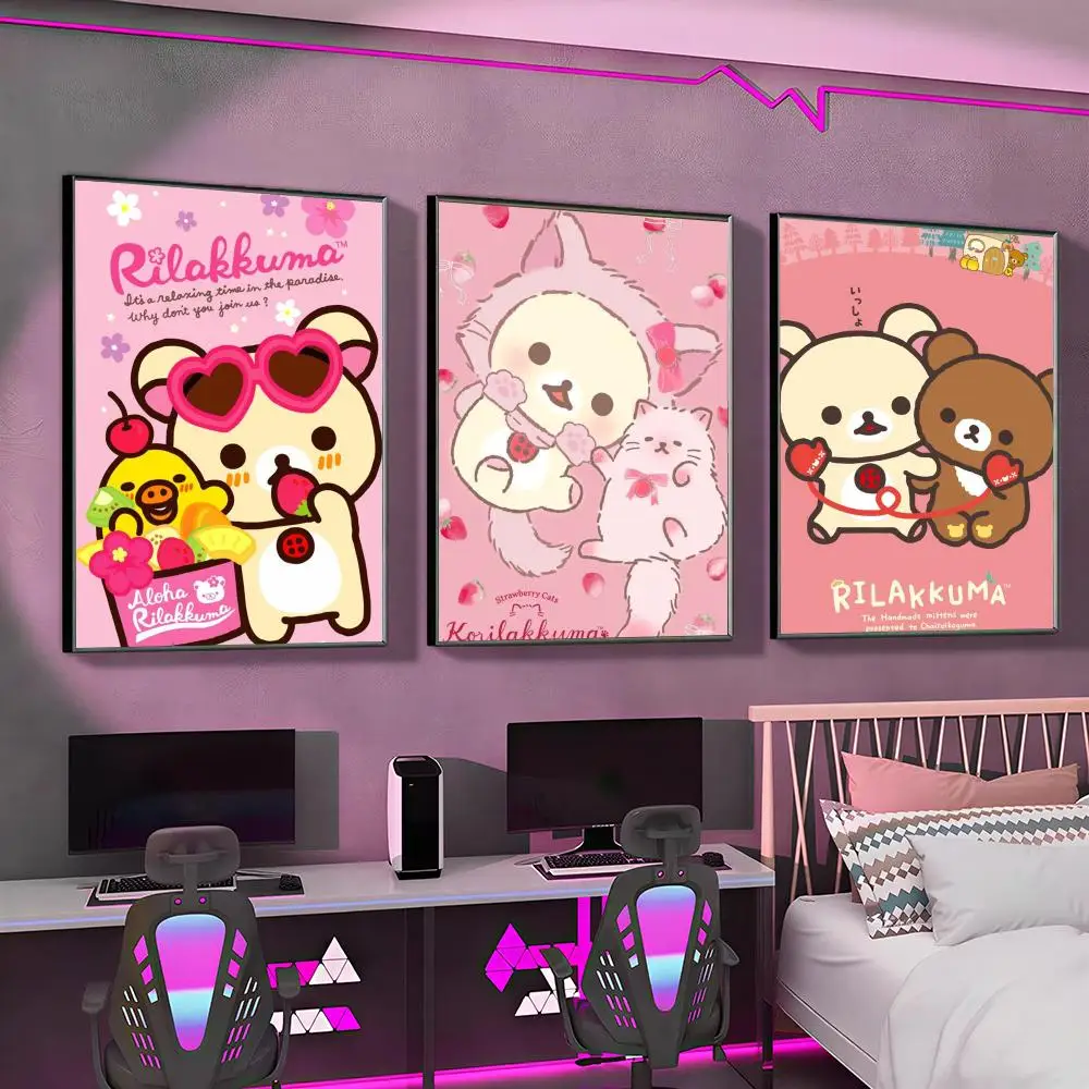 Cute Cartoon Anime Rilakkuma Classic Poster Versatile HD Waterproof Wall Art Self-Adhesive Decor for Any Space Ideal Gift