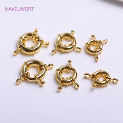 Multi Größen Messing Feder Ring Verschluss mit Befestigen Ringe 18K Gold Überzug Sailor Haken DIY Schmuck Machen Zubehör