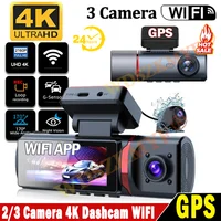 Grabador de vídeo 4K Dvr para coche, 2/3 canales, Wifi, cámara de visión trasera delantera interior, DashCam para coches, cámara, Monitor de estacionamiento 24H, caja negra