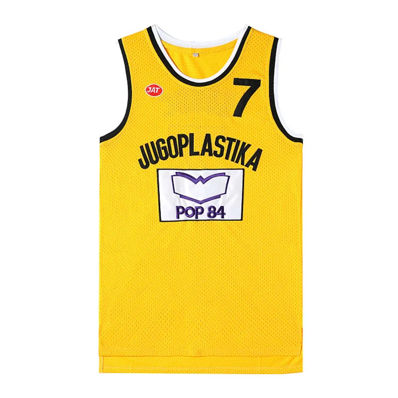 Movie JUGOPL ASTIKA #7 KUKOC Basketball Jersey Men Sports Breathable Shirt POP 84 Tops Quick Dry Sewing Basketball Shirts Yellow