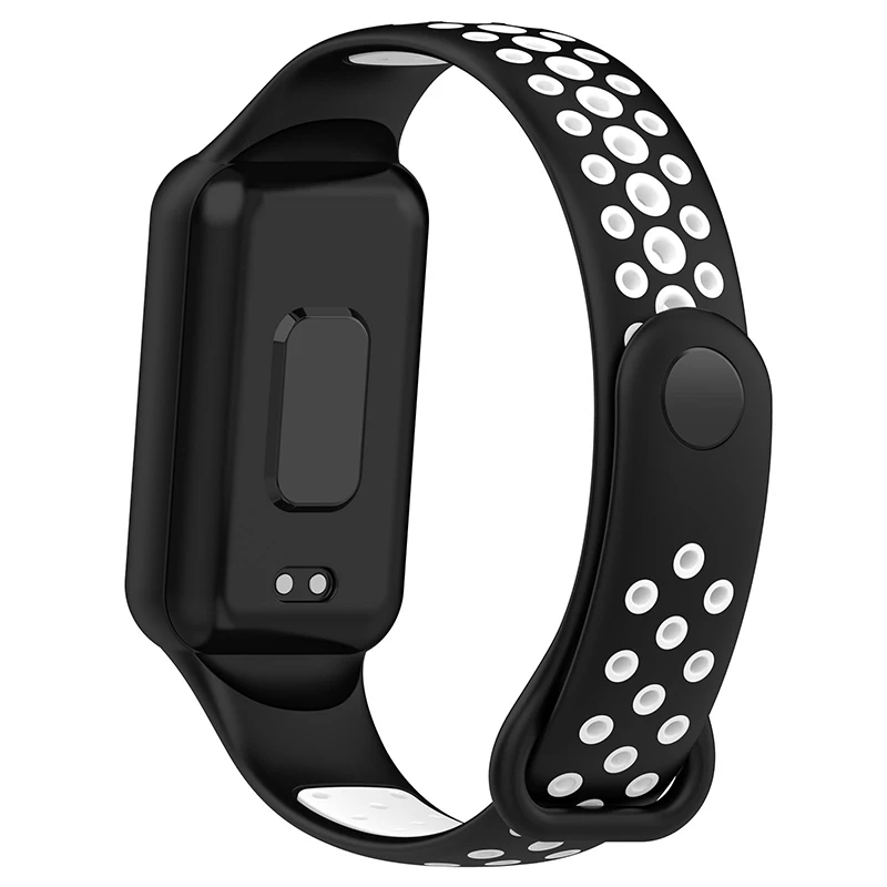 

For Huami Amazfit Band 7 Dual Color Silicone Smartwatch Band Replacement Wrist Strap - Black / White