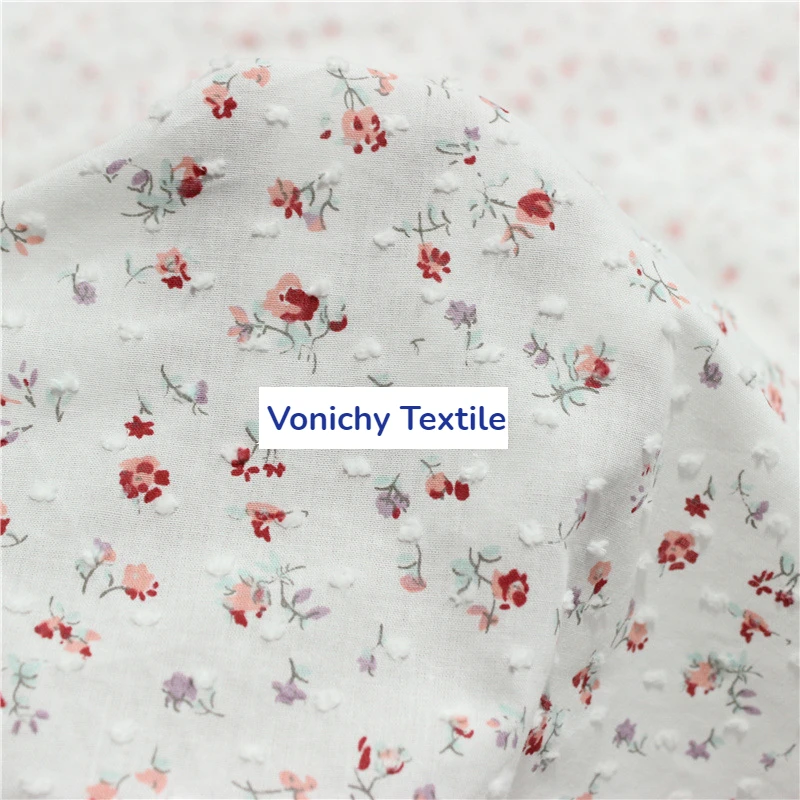 3/5/10m Floral white Cotton Fabric by the Meter - Small Flower Print Dresses Sewing Material Children\'s Cloth