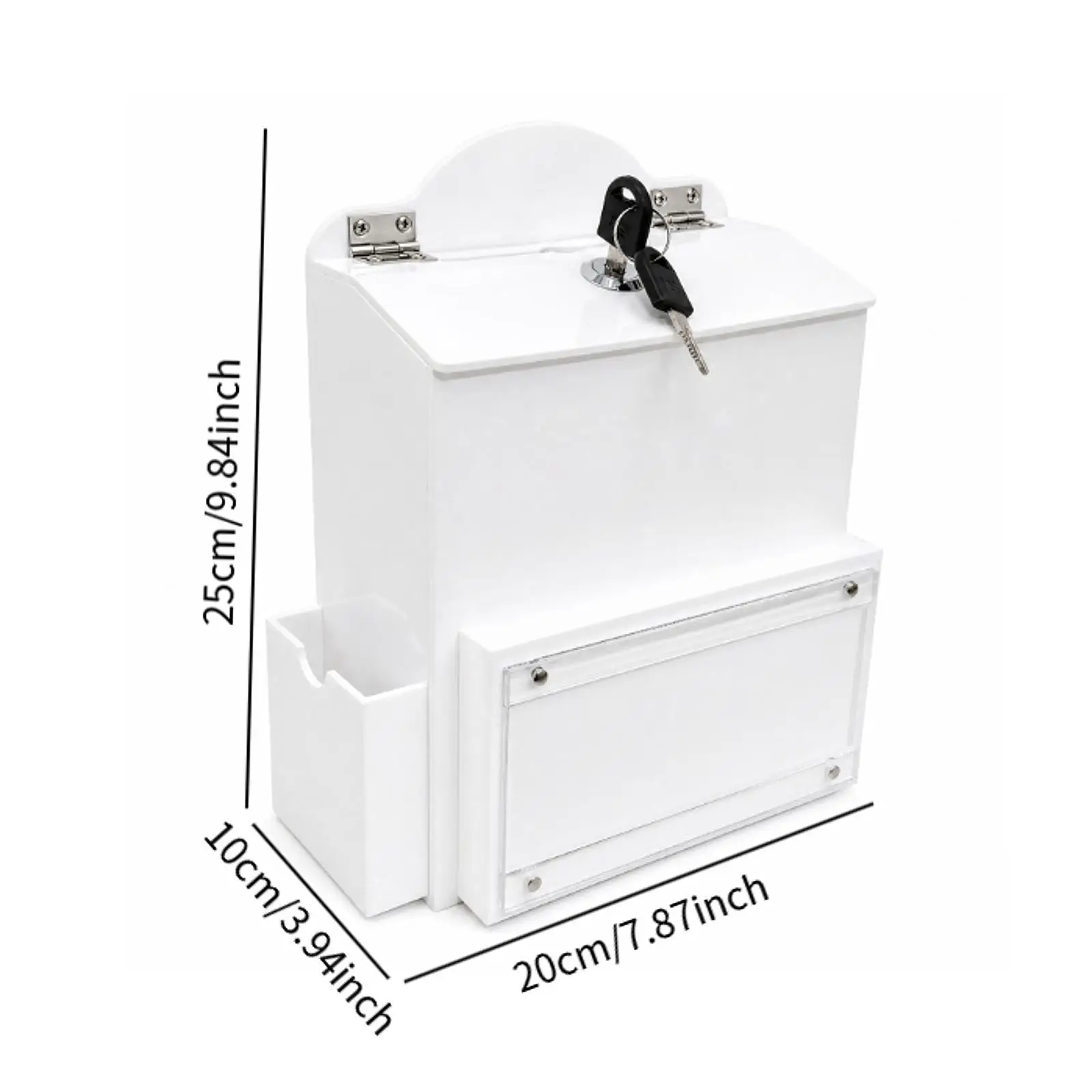 Acrylic Suggestion Box with Lockable Wall Mounted Voting Donation Drop Box with Slot 2 Keys for Office School