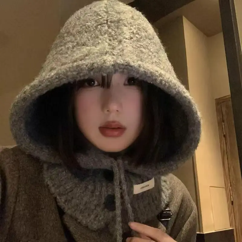 الفاخرة الشتاء محبوك بالاكلافا 1 قطعة رشاقته قبعة منديل الشتاء اكسسوارات مقنعين قبعة سدادات حماية الأذن وشاح قبعة الطقس البارد #5